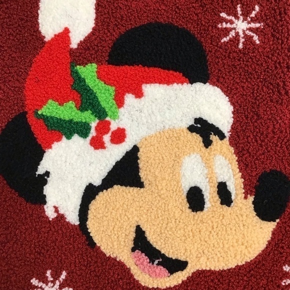Disney Parks Santa Mickey Mouse Christmas Stocking HoHoHo Holly Snow Holiday Red - Picture 4 of 16